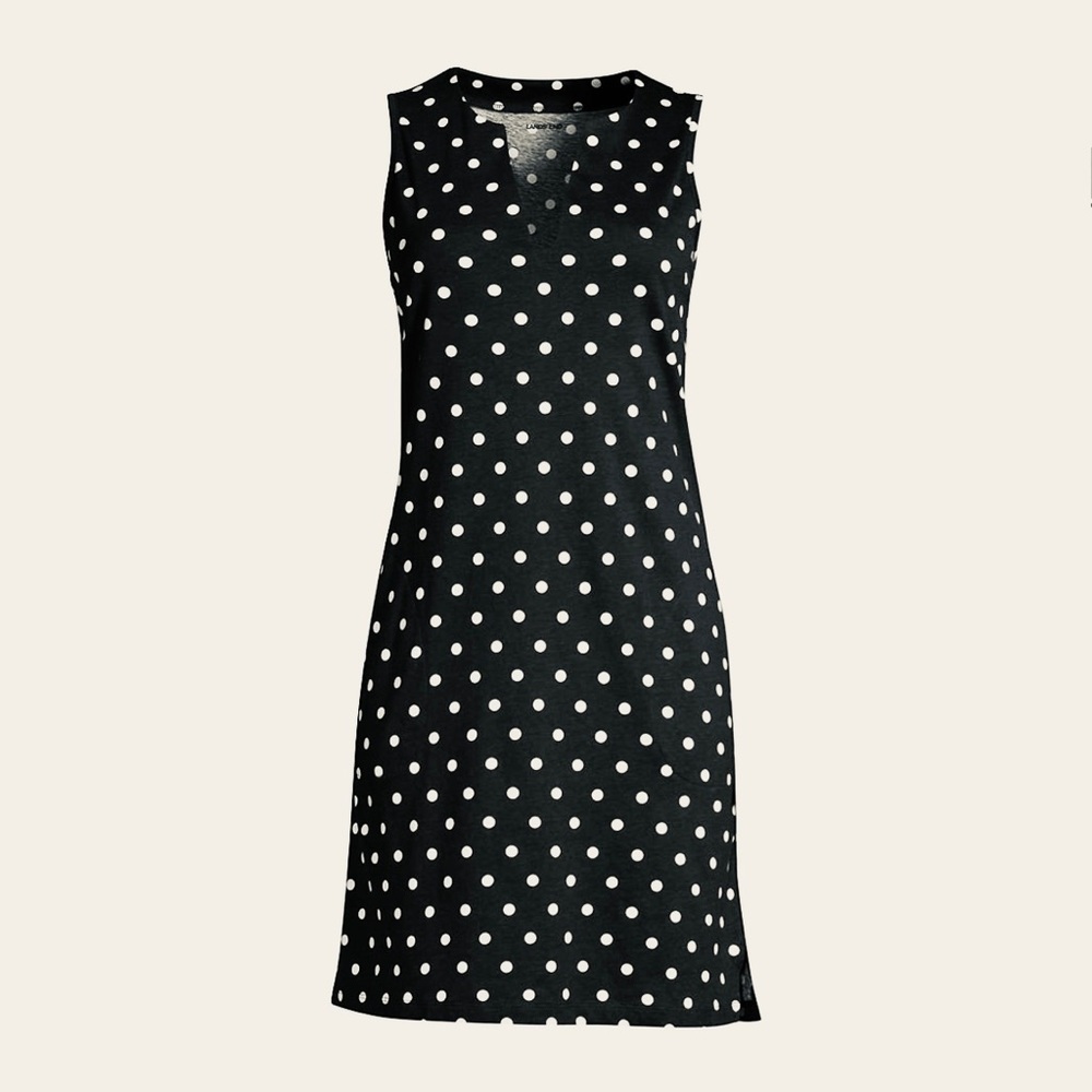 NWT Lands End black polka dot dress, XS